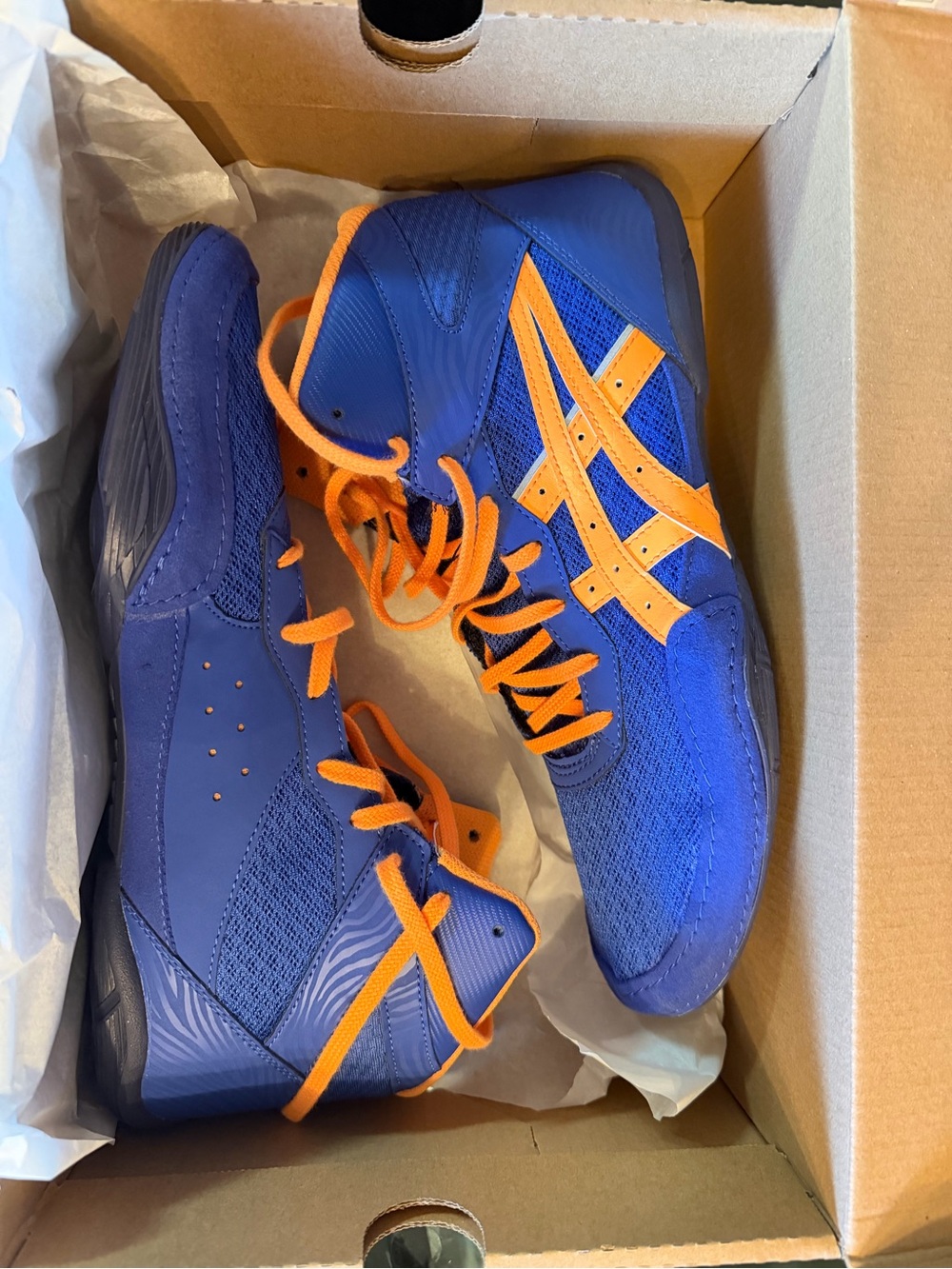 ASICS Matflex 7 Dark Cobalt/Orange Pop Wrestling Shoes NIB